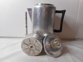 Vintage Aluminum 8 Cup Coffee Pot Electric Plug-In Percolator Glass Knob Camping - £15.81 GBP