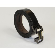 Men VALENTINI Leather Track Belt Adjustable Removable Buckle V536 Black image 2