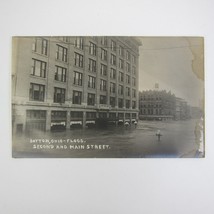 Real Photo Postcard RPPC 1913 Dayton Ohio Flood Corner 2nd &amp; Main Street Antique - £15.73 GBP