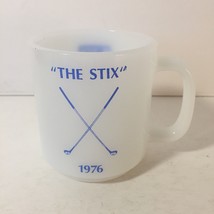 Vintage Glasbake Milk Glass VG Owen Sound Ontario Golfing Mug Coffee Cup  - $17.82