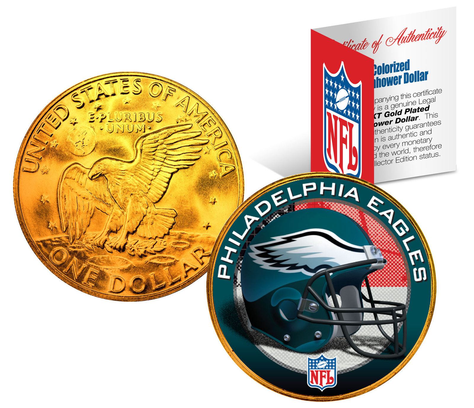 Primary image for PHILADELPHIA EAGLES NFL 24K Gold Plated IKE Dollar US Coin *OFFICIALLY LICENSED*