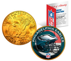 PHILADELPHIA EAGLES NFL 24K Gold Plated IKE Dollar US Coin *OFFICIALLY L... - £7.39 GBP