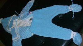 ABC PETIT JOUET Infant Baby Boys Blue Acrylic Knit Sweater Pants Set Sz ... - £13.56 GBP