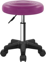 FURWOO Round Swivel Stool with Wheels PU Leather Rolling Stool Height  - $50.39