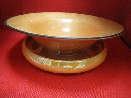 Czech luster ware orange bowl and underplate 3 x 8 1/2&quot; - $54.45