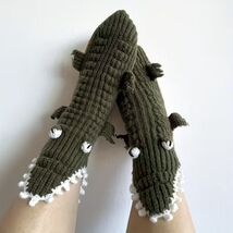 Funny Handmade Alligator Crocodile Adult Knit Socks - $463.85 MXN