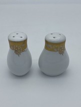 Alpine Cuisine Salt &amp; Pepper Shaker Set Fine Porcelain Germany Grapevine Gold - £11.98 GBP