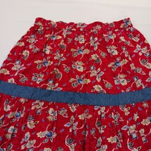 Vintage Ozark Mountain RN#53166 Women's Red Cotton Blend Floral Pleated Skirt XL image 11