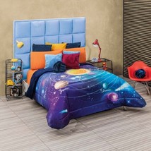 UNIVERSE PLANETS KIDS TEEN BOY BLANKET WITH SHERPA  SOFTY THICK &amp; WARM F... - £70.29 GBP