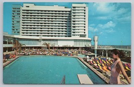 Fabulous Deauville Hotel Miami Beach Florida Poolside View Vintage Postcard - £11.15 GBP