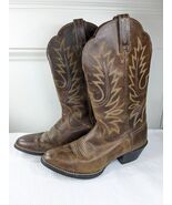 Ariat Heritage R Toe Women&#39;s sz 5.5 western Boot brown cowgirl cowboy di... - $95.00