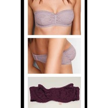VS Victoria&#39;s Secret Lace Underwire Strapless Bandeau Bra Burgundy Small... - $20.00