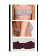 VS Victoria&#39;s Secret Lace Underwire Strapless Bandeau Bra Burgundy Small... - $27.58 CAD