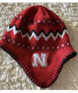 Nebraska Football Cornhuskers Boys Red Black White Embroidered Ear Flap ... - $16.78 CAD