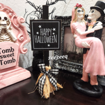 Halloween HAPPY HALLOWEEN Witch Broom Tier Tray Desk Figurine Tabletop D... - $23.75