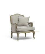 Antiqued Distressed Oak Finish French Lounge Accent Arm Chair Beige-Gray... - $799.99