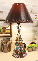 Southwestern Indian Teepee Hut Dreamcatcher Feathers Turquoise Rocks Table Lamp - £52.71 GBP