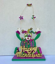 Mardi Gras Centerpiece Jester Design Purple Green Gold With Bells - £32.09 GBP