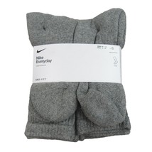 Nike Everyday Cushioned Crew Socks Men&#39;s Size 8-12 Grey (6 Pack) NEW SX7666-064 - $28.19