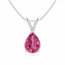 ANGARA 8x6mm Natural Pink Sapphire Pendant Necklace in Silver for Women, Girl - £352.76 GBP+