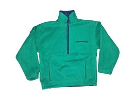 Vintage Mens L Half Zip Long Sleeve Mock Neck Fleece Jacket Navy - $23.75