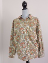Talbots Paisley Button Down Shirt Career Casual Fall LS Woman Petites 22WP 22W  - £23.97 GBP