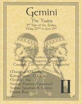 Gemini, The Twins (Zodiac) Parchment-Like Page Book of Shadows, Altar! - $1.24