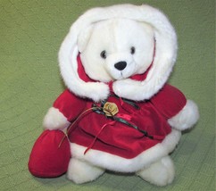 Vintage Fiesta Christmas Teddy Bear Girl w/RED Hooded Velvet Dress 10&quot; Plush Toy - £12.65 GBP
