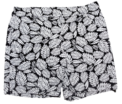 Terra &amp; Sky Women&#39;s Tropical Leaf Stretch Short Black White Plus Size 2X... - £7.69 GBP