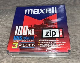 Maxell 100 MB DOS Formatted 3-Pieces Zip 100 NOS - $8.38