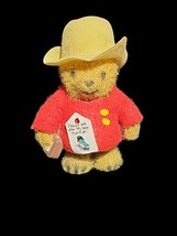 Vintage Paddington Bear 2.5&quot; Mini Flocked Eden w/Luggage H.C.F London Red Coat - £32.57 GBP