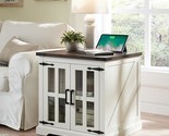 Farmhouse End Table With Charging Station,24&quot; Large Sofa Side Table With... - $296.99