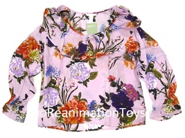 H&amp;M Women&#39;s Purple Lavender Flower Flounced Blouse Ruffled Collar Size L New NWT - £24.04 GBP