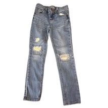 Cat &amp; Jack Girls 8 Distressed Skinny Stretch Adjustable Waist Denim Blue... - $10.99
