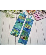 Handmade "OCEAN" 2 Reversible Batik Patchwork Bookmarks - Student / Teacher Gift - $8.00