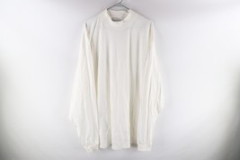 NOS Vintage Streetwear Mens 3XL Blank Mock Neck Long Sleeve T-Shirt White Cotton - £38.75 GBP