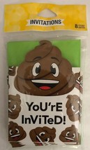 Poop Emoji Emoticons Cute Kids Birthday Party Invitations w/Envelopes #32-9419 - £5.47 GBP