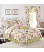 Waverly EMMA'S GARDEN BLOSSOM 4PC KING Quilt Set 100% COTTON Green Pink Floral - $155.72