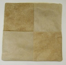 Hide Leather Cushion Cover Tan Taupe Hair On South Western Ranch Decor 17X17&quot; - £35.51 GBP