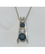 Vintage RMN pendant necklace silver tone black white crystals Roman and ... - $95.03 MXN