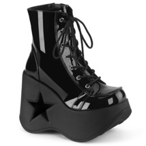 DEMONIA DYNAMITE-106  Black  5&quot; Star Cutout  Platform  Wedge Lace-Up  Ankle Boot - £76.36 GBP