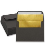 50-Pack Black A7 Gold Foil Lined Greeting Banquets Luxury Invitation Env... - £20.58 GBP