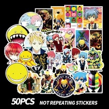 50pcs Assassination Classroom Anime Stickers For Wall Decor Fridge Motorcycle  - £7.16 GBP