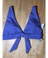 Large Aerie Women’s Blue  Rib Triangle Tie Back Bikini Top BNWTS  $34.95 - £12.59 GBP