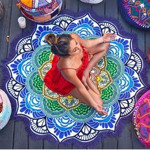 ACH- Polygon Printing Tassel Round Bath Towel Yoga Mat - $21.99