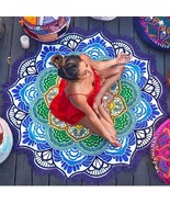 ACH- Polygon Printing Tassel Round Bath Towel Yoga Mat - $21.99