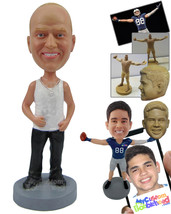 Personalized Bobblehead Stylish Male With A Sleeveless T-Shirt And A Loc... - £71.58 GBP