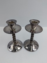 (2) Vintage E.P. Brass Silver Tone Candlestick Candle Holders Spain Grapevine - £17.93 GBP