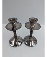 (2) Vintage E.P. Brass Silver Tone Candlestick Candle Holders Spain Grap... - £17.66 GBP