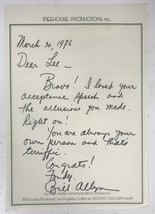 Bill Allyn (d. 1999) Autographed Signed Vintage 1976 Letter to Oscar Winner Lee  - £31.96 GBP